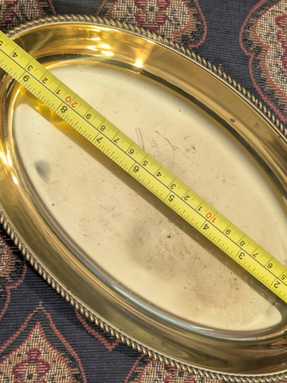 WMF Ikora Germany EP Brass Oval Serving Tray - Rope Edge Detail - MCM - VTG - Picture 10 of 11